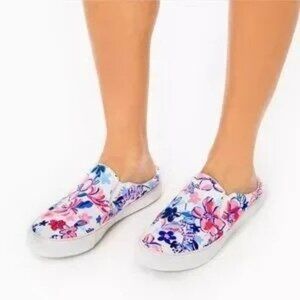 Lilly Pulitzer Julie White Floral Mule Slip on Sneakers